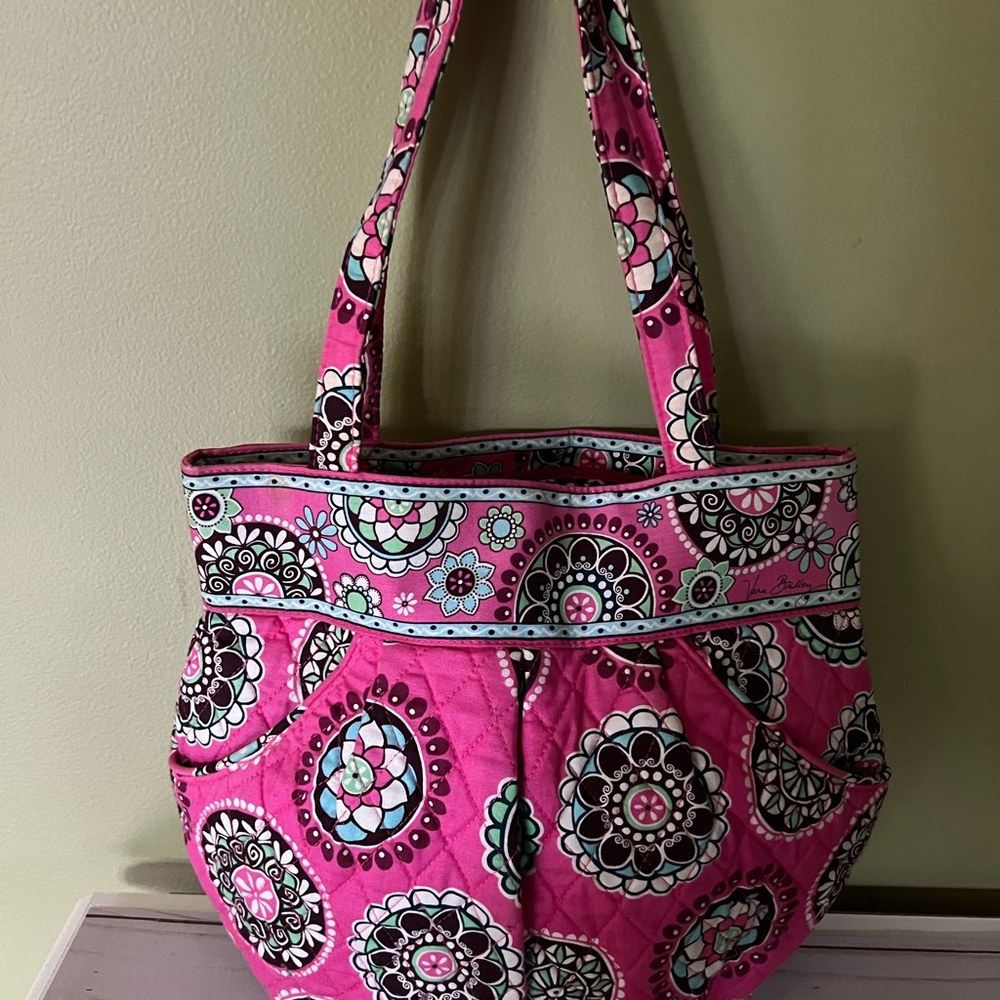 Vera Bradley Pink and Black Quilted Shoulder Bag